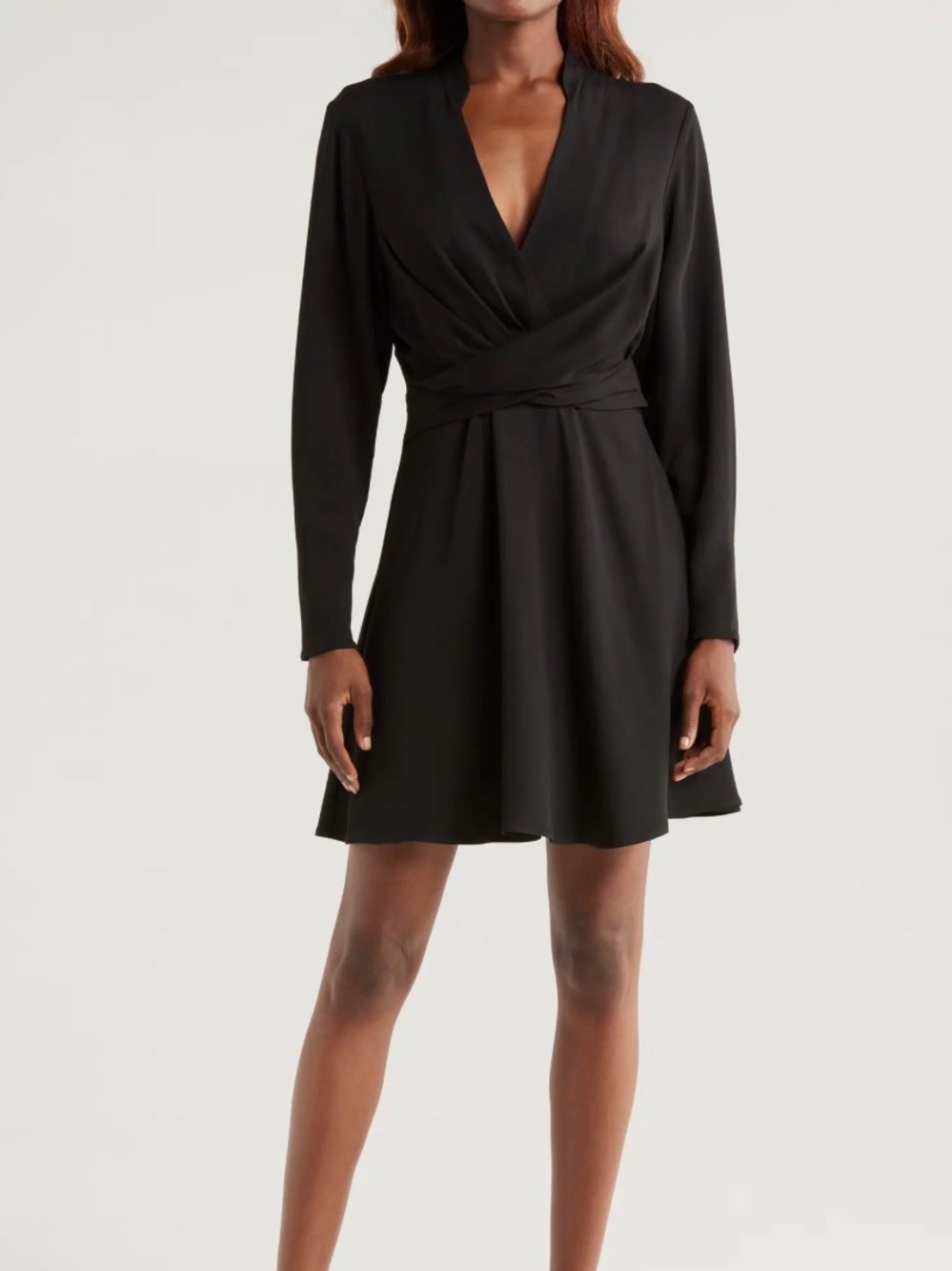 Boss Black Long-Sleeve V-Neck Wrap-Style Dress size 6 NEW